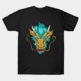 Chinese Dragon Head Gold T-Shirt